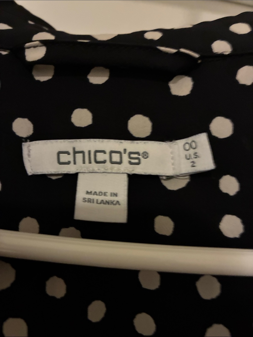 CHICO'S Polka Dot Shirtdress | Smocked Ruffle Cuffs & Long Sleeve | Black/White - Picture 2 of 7